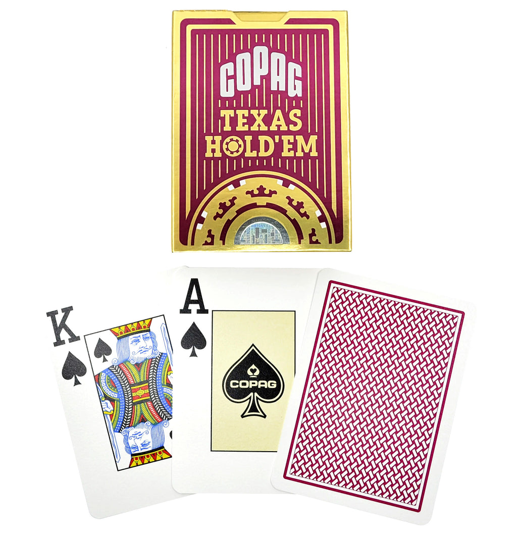 Copag Texas Hold'Em 100% Plastic Playing Cards - Poker Size Jumbo Index Red Single Deck