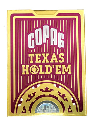 Copag Texas Hold'Em 100% Plastic Playing Cards - Poker Size Jumbo Index Red Single Deck